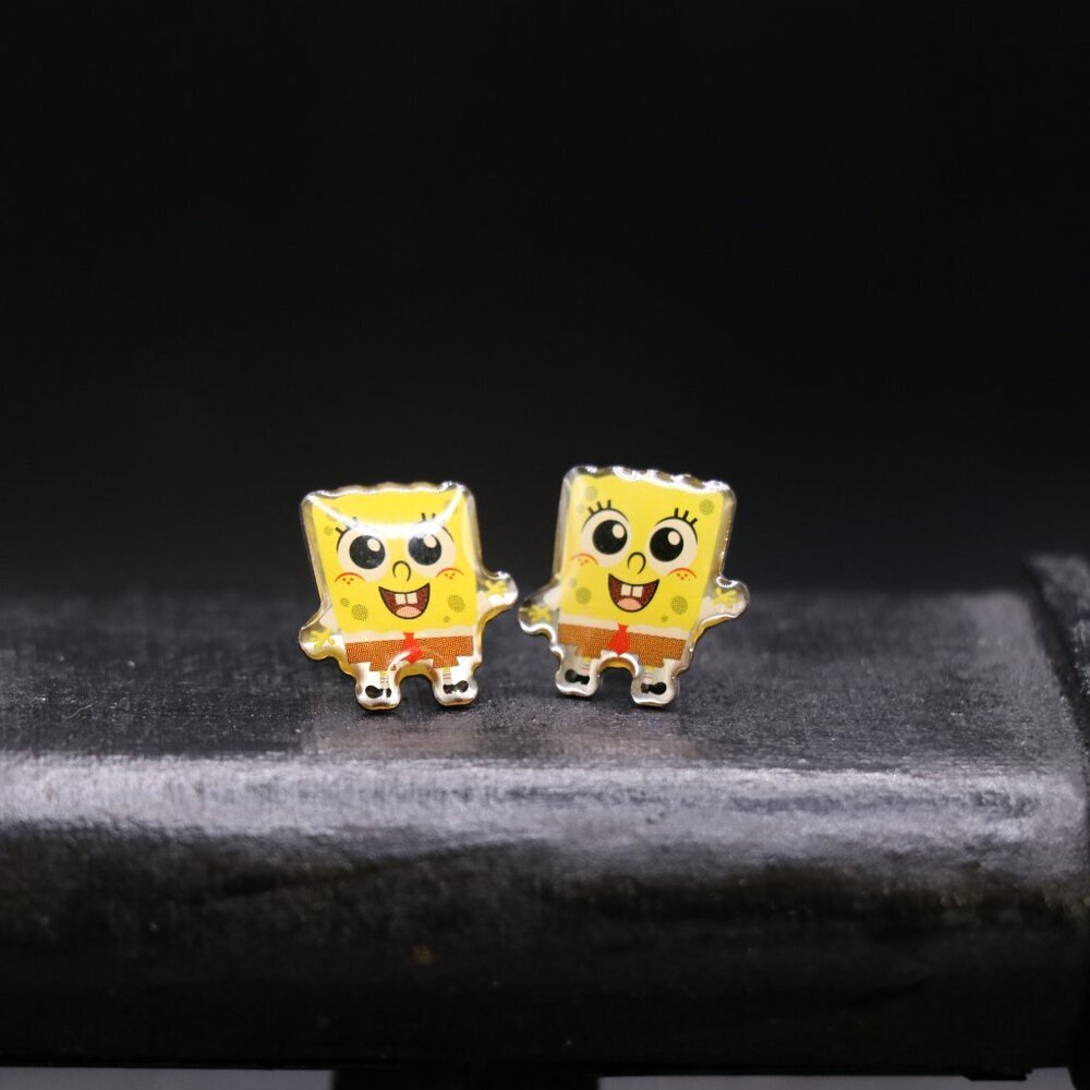 Children's  Sponge Bob Stud Earrings By Viacom and Created by Stephen Hillenburg